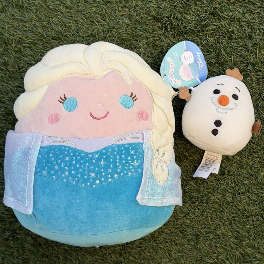 Disney Squishmallows Elsa 12 in & Mini Olaf Plush Bundle Frozen Stuffed Toy NWT